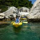 Kajak auf dem Meer und Tauchen, Split, Dalmatien, Kroatien 