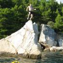 Kajak auf dem Meer und Tauchen, Split, Dalmatien, Kroatien 